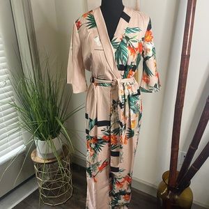 Artistic Patterned Jumpsuit, Peach, Large